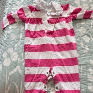 Polo by Ralph Lauren Pink and White Striped Footie